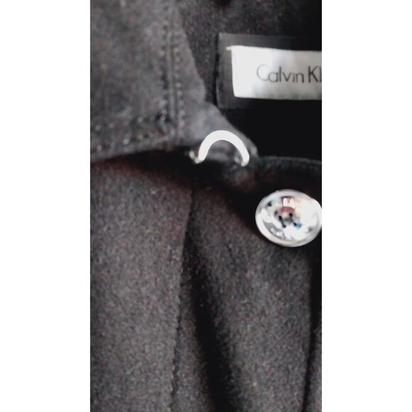 Calvin Klein Black Wool Blend Button Down Single Breasted Peacoat Size XL - Picture 3 of 12